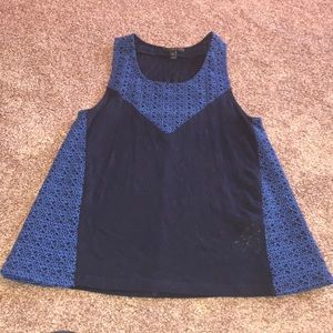 J CREW Navy Eyelet Lace Tank